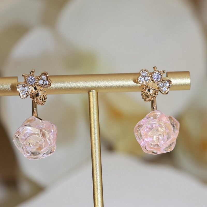 18K Dior Pink Flower Earrings