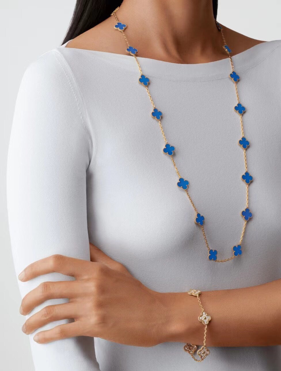 18K Van Cleef & Arpels Vintage Alhambra 20 Motifs Long Necklace