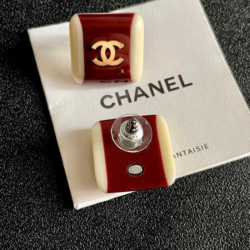 18K Chanel Red & White Pearl Earrings