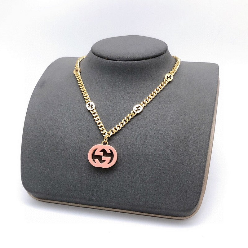 18K Gucci Interlocking G Pink Pendant Necklace