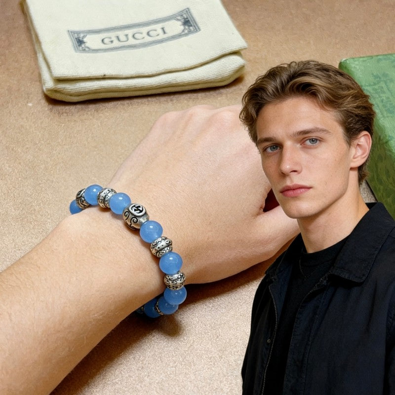 18K Gucci Anger Forest Blue Bead Chain Bracelet