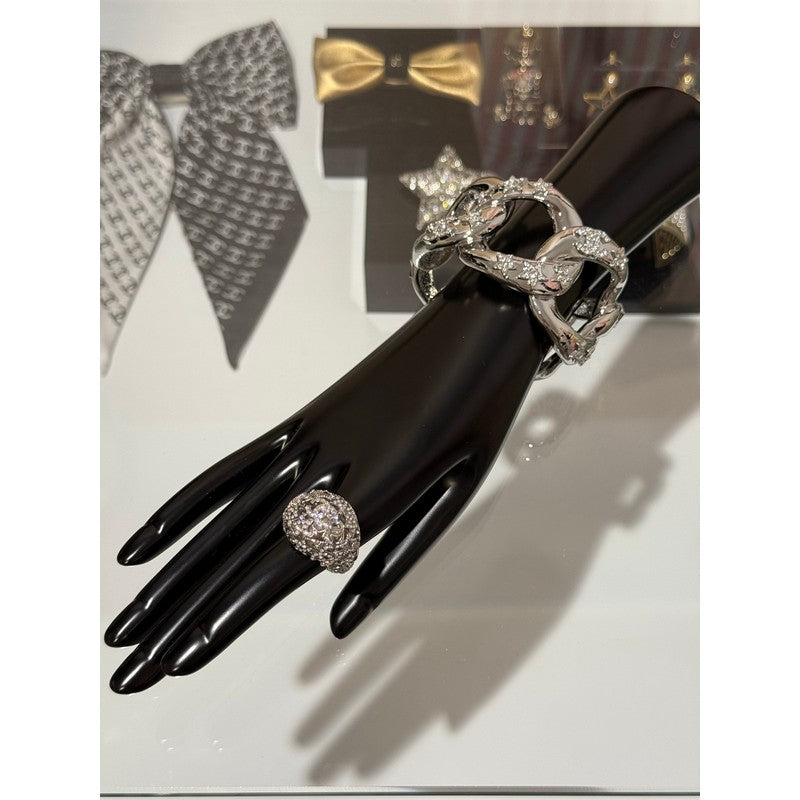 18K Chanel 25S Diamond Star Wide Gold Bracelet