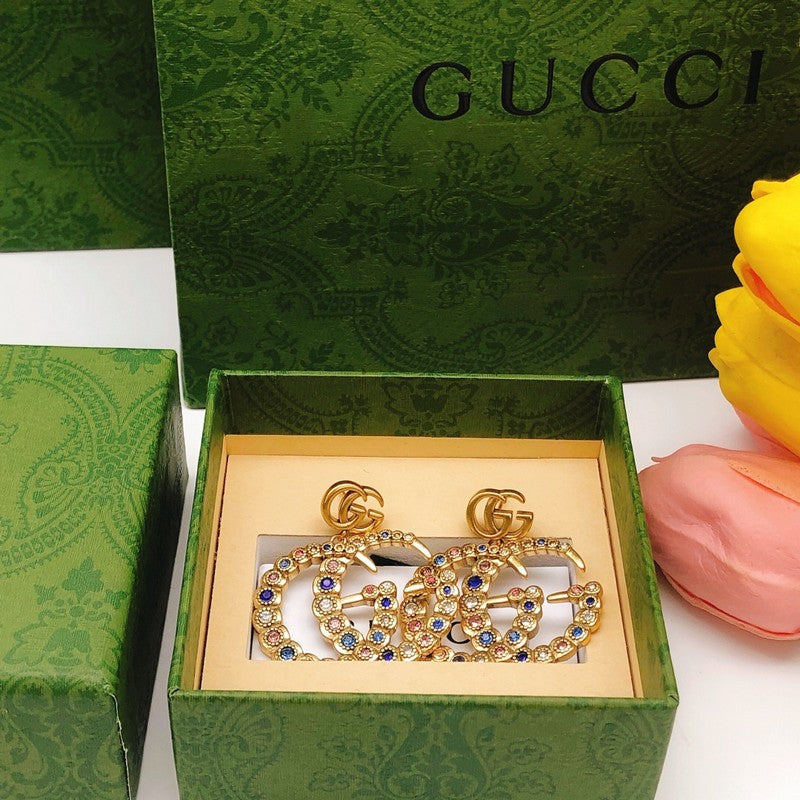 18K Gucci Big Crystal Gold Earrings