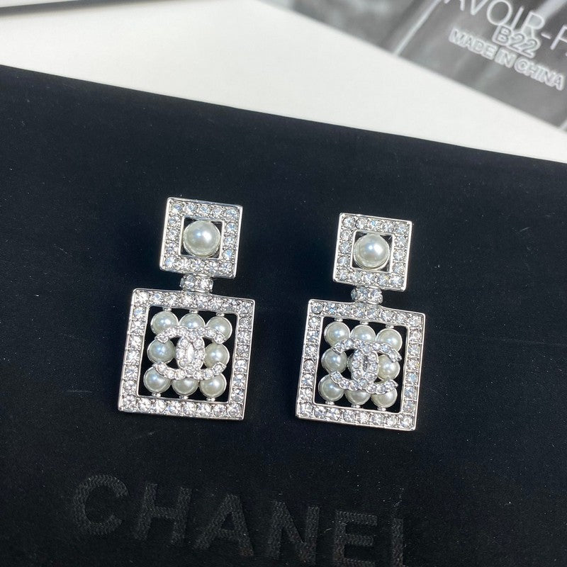 18K Chanel Diamond Pearl Perfume Earrings