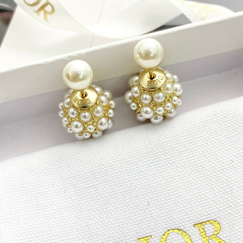 18K Dior Pearl Gold Earrings