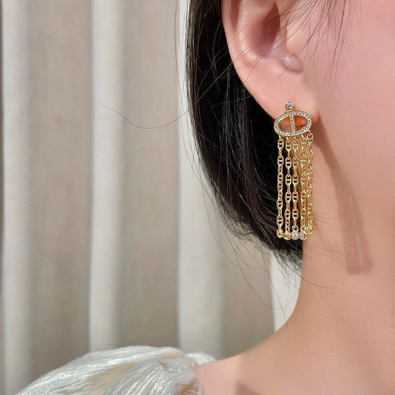 18K Farandole Diamond Hermes Tassel Earrings
