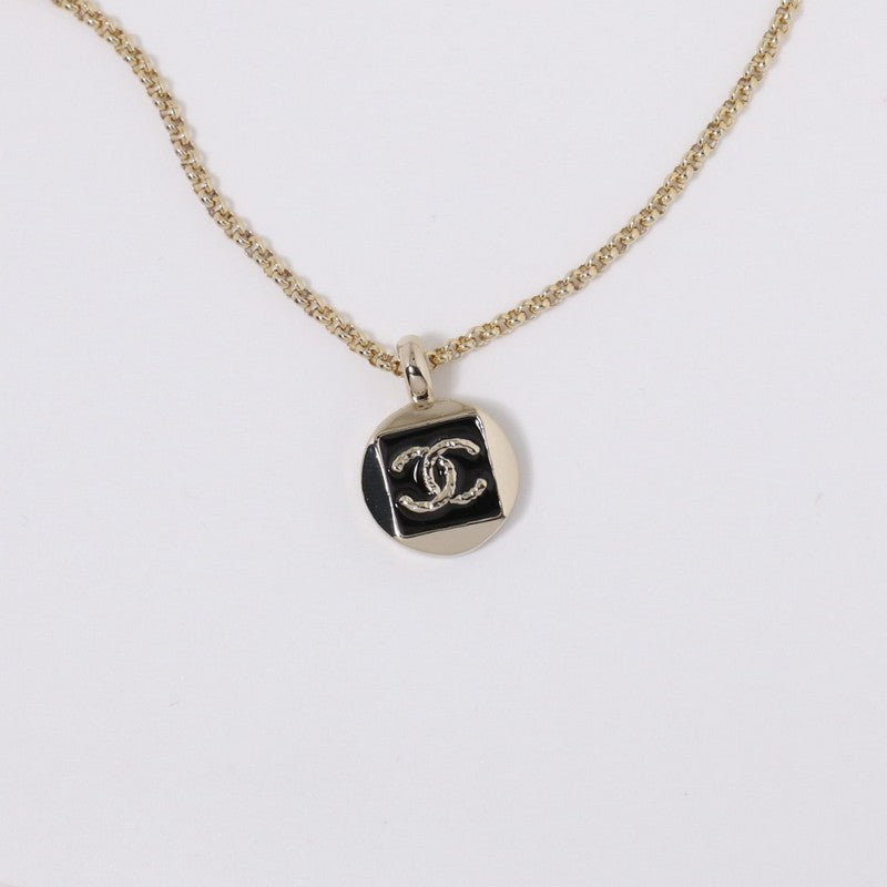 18K Chanel Black & White Logo Gold Necklace