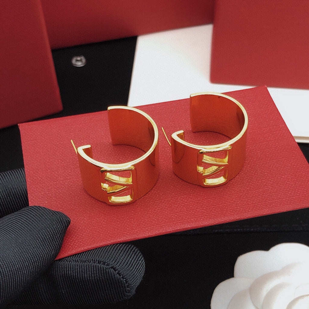 18K Valentino Vlogo Cuff Earrings