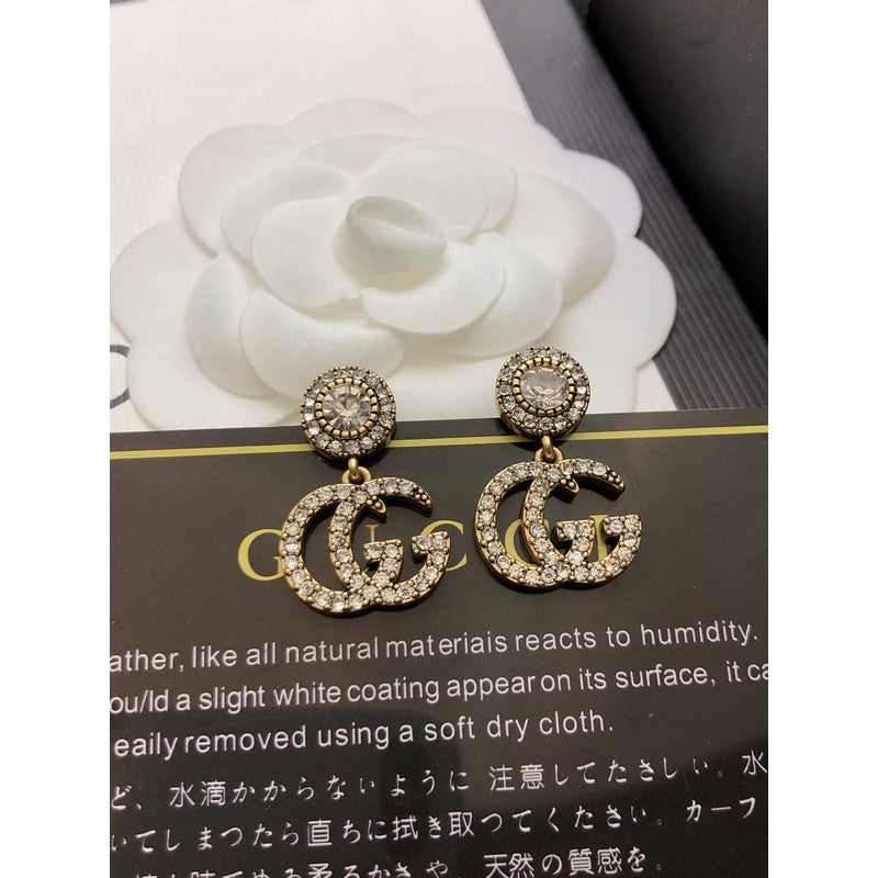 18K Gucci Crystal Pendant Earrings