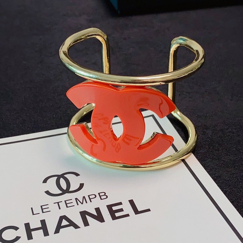18K Chanel Color Logo Open Cuff Bracelet