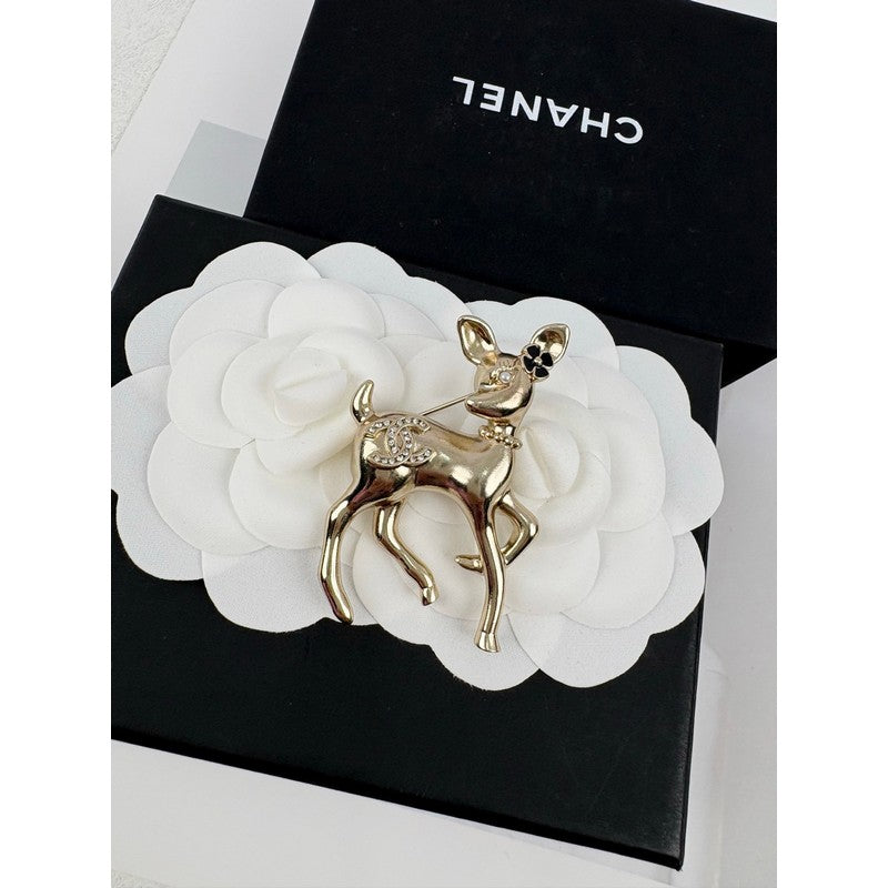 18K Chanel Deer Gold Brooch