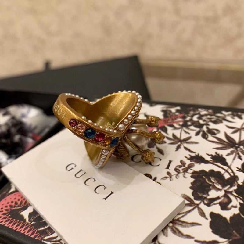 18K Gucci Multistone Pearl Ring
