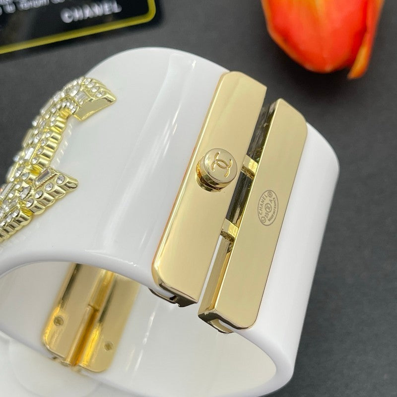 18K Chanel Pearl Diamond White Cuff Bracelet