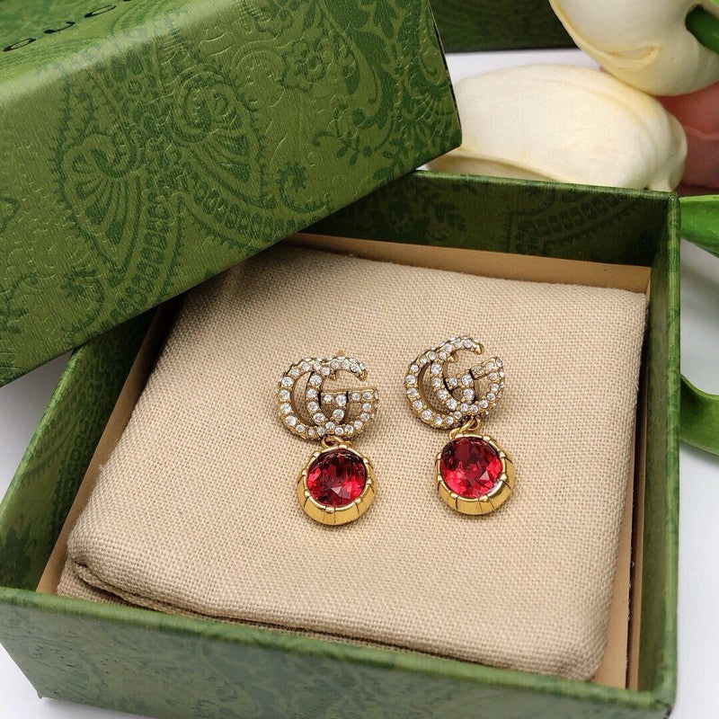 18K Gucci Red Crystal Earrings