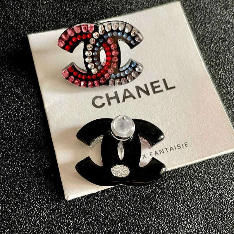 18K Chanel Red & Blue Crystal Earrings