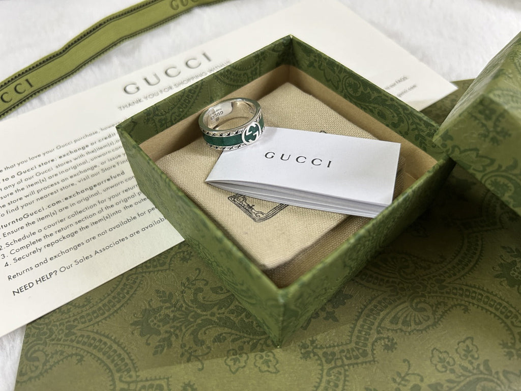 Gucci Interlocking G Turquoise Enamel Ring