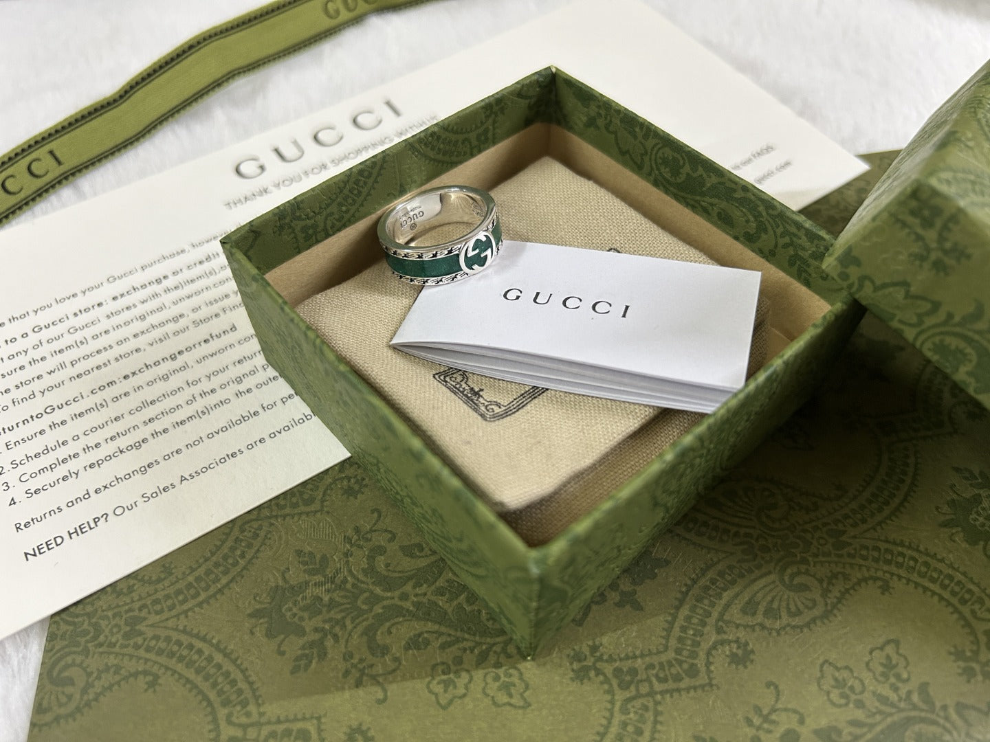 Gucci Interlocking G Turquoise Enamel Ring