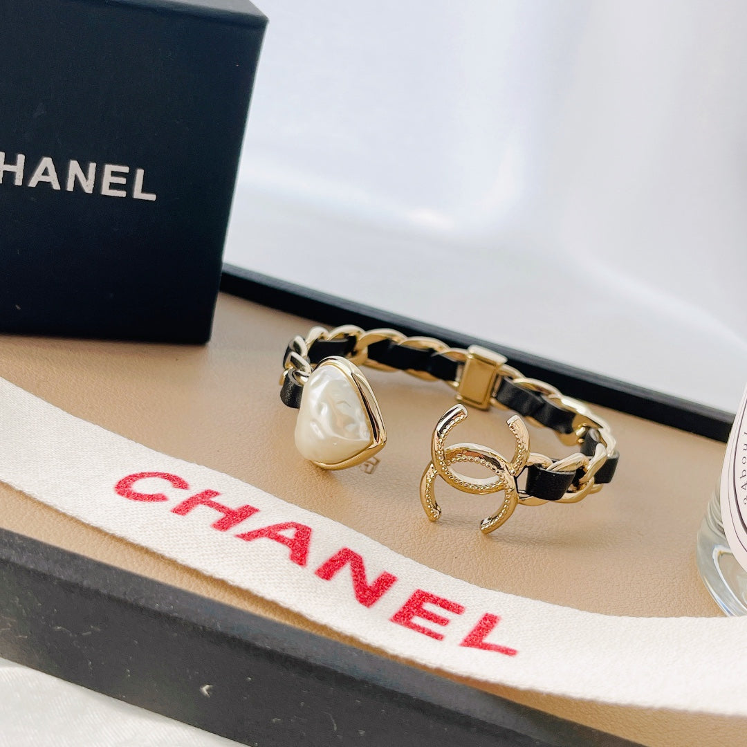 18K Chanel Heart Black Cuff Bracelet