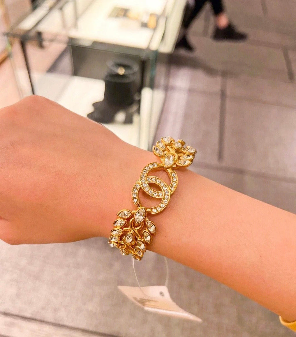 18K Chanel Crystals Open Cuff Bracelet