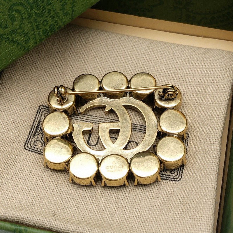 18K Gucci Crystal Square Brooch