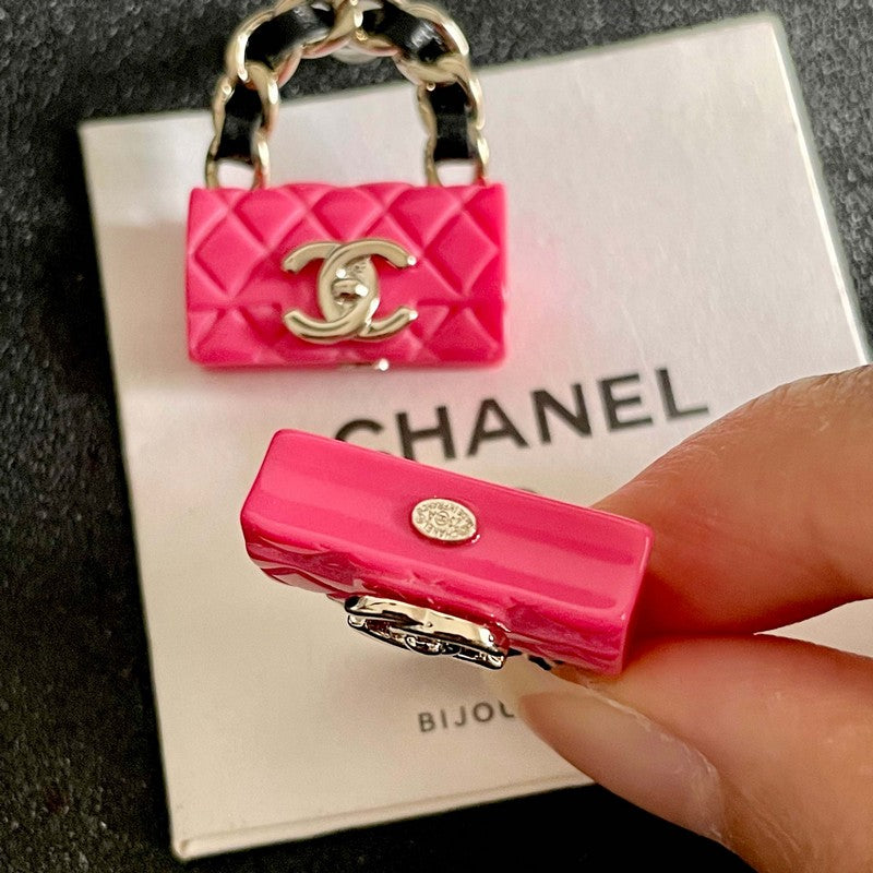 18K Chanel Color Bag Gold Earrings