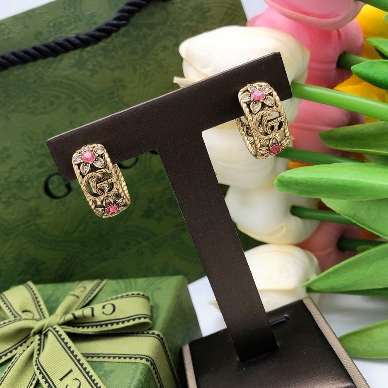 18K Gucci Pink Crystal Earrings