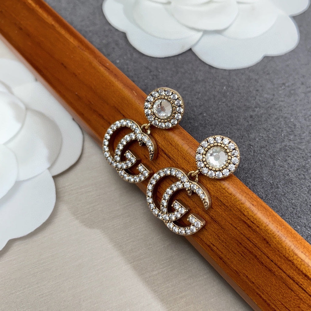 18K Gucci Crystal Pendant Earrings
