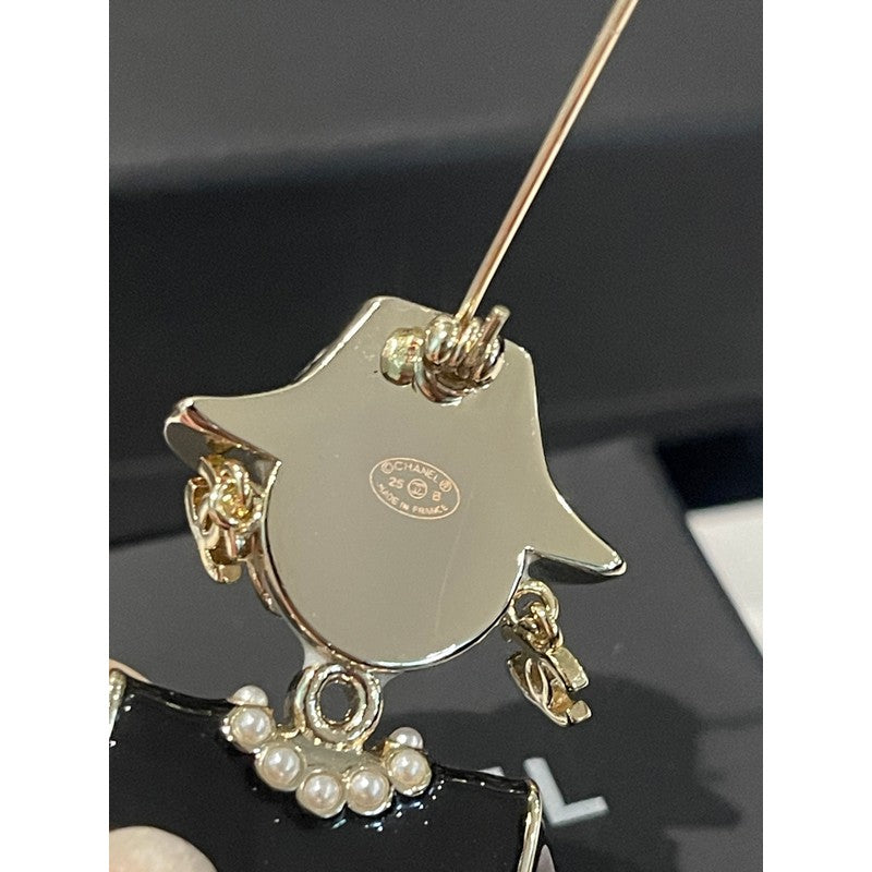 18K Chanel 24B Pink & Black Robot Gold Brooch