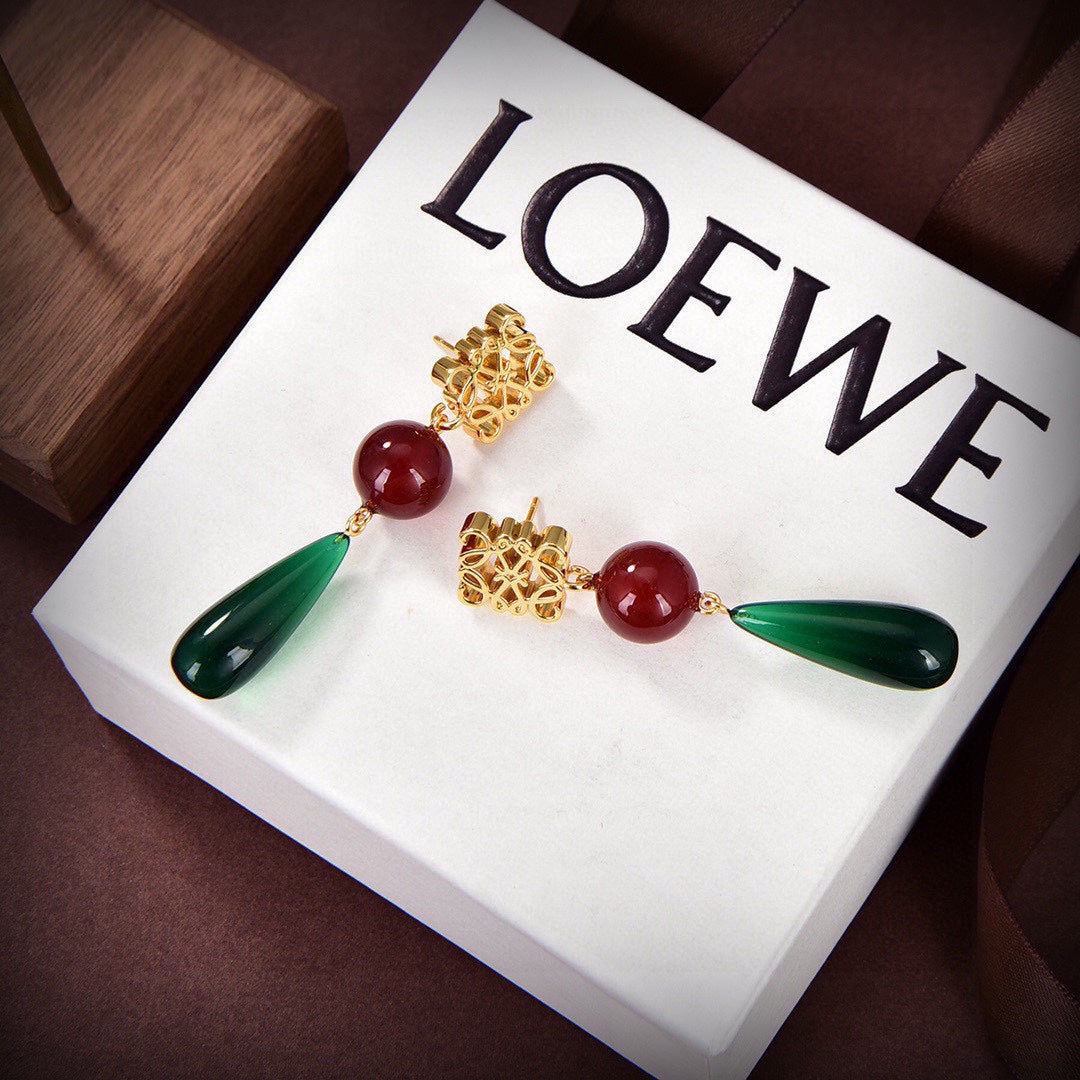 18K Loewe Anagram Color Crystals Earrings