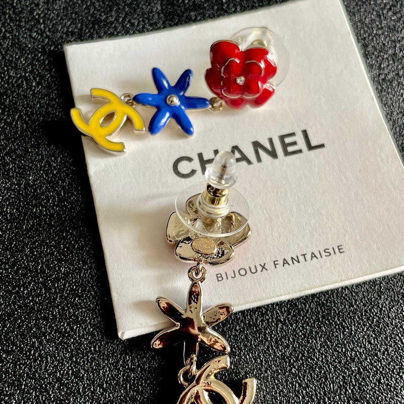 18K Chanel Color Camellia Earrings