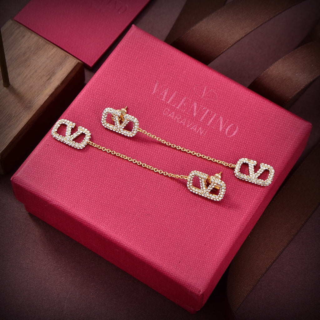18K Valentino Garavani Crystal Vlogo Signature Earrings