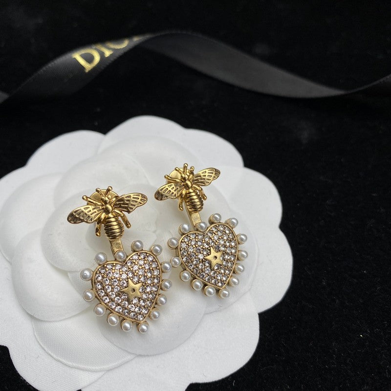 18K Dior Hear Bee Diamond Earrings