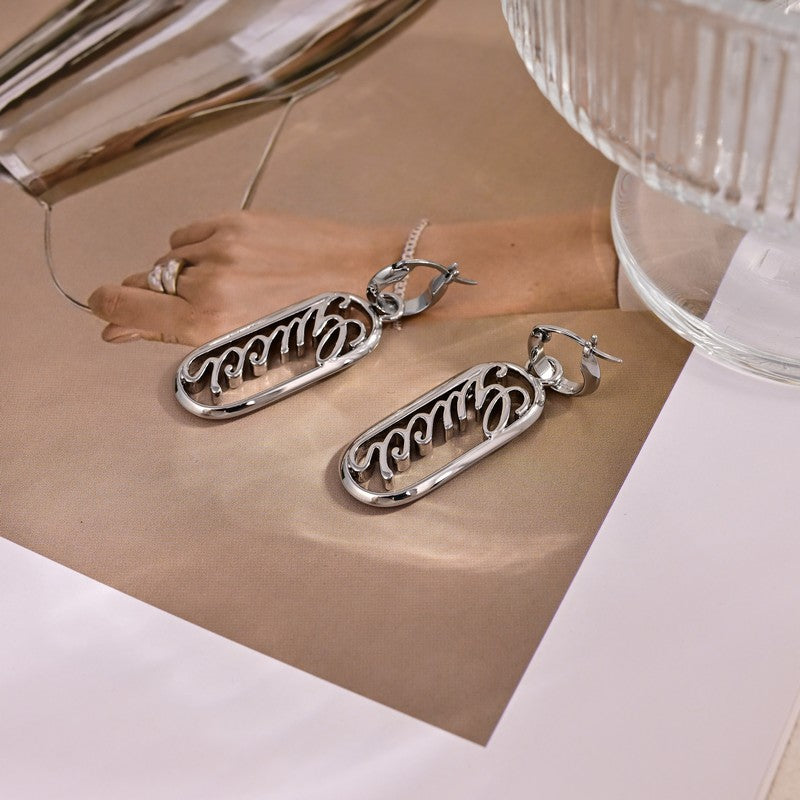 18K Gucci White Gold Script Earrings