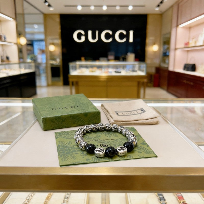 18K Gucci Anger Forest Black Bead Chain Bracelet