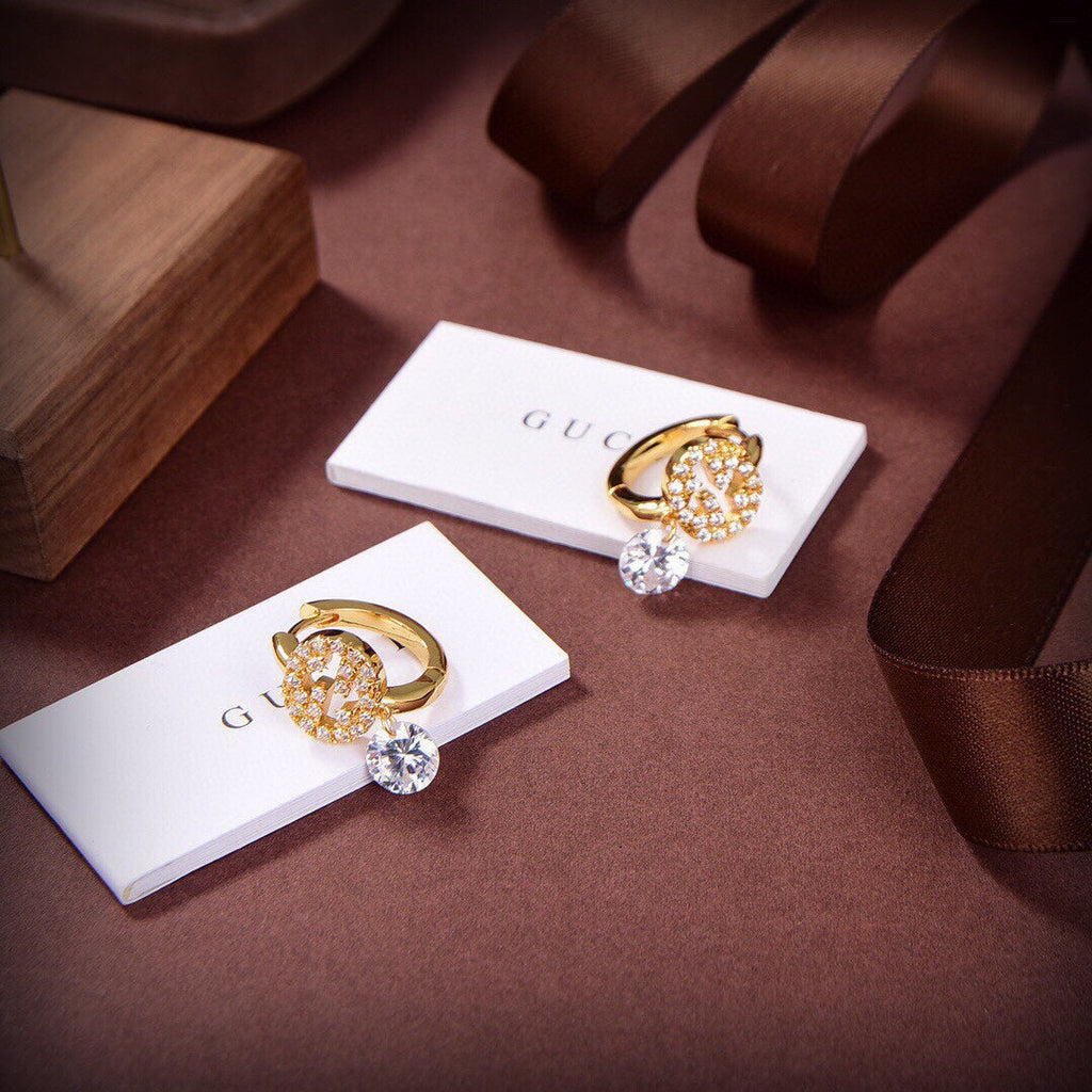 18K Gucci Interlocking G Diamond Earrings