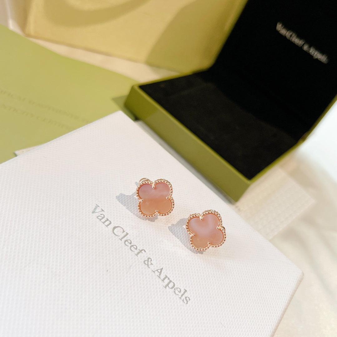 18K Van Cleef & Arpels Magic Alhambra Pink Opale Earrings
