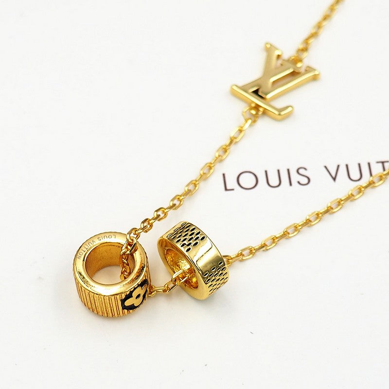 18K Louis Vuitton Damier Rings Pendant Necklace