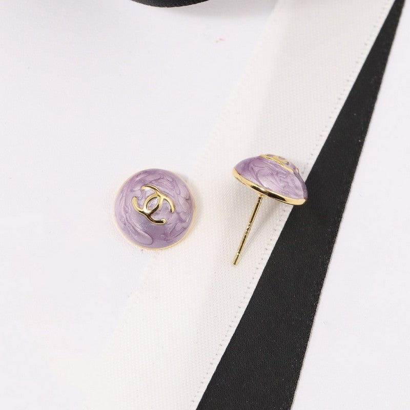 18K Chanel Purple & Pink Gold Earrings