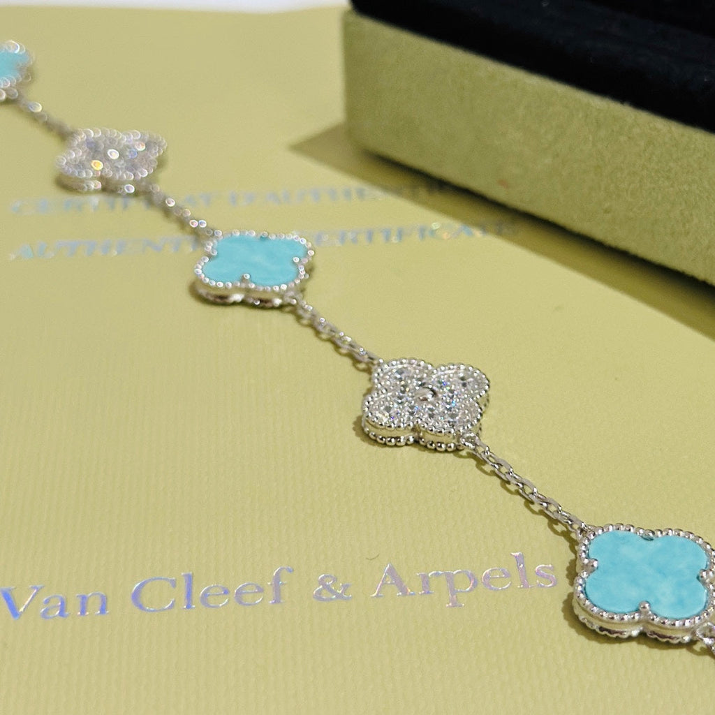 18K Van Cleef & Arpels Vintage Alhambra Five Motifs Agate Bracelet