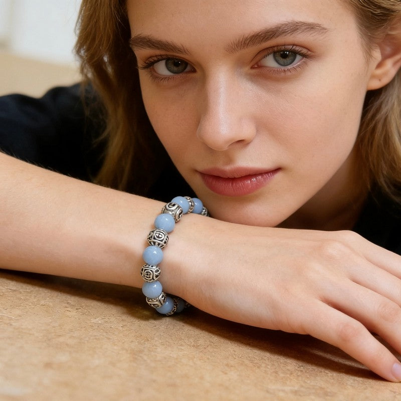 18K Gucci Anger Forest Light Blue Bead Chain Bracelet