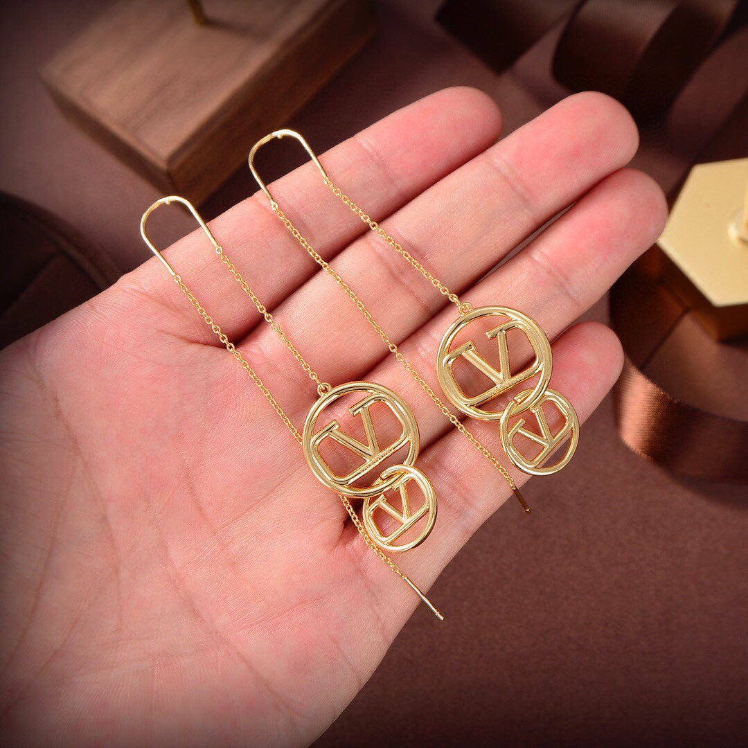 18K Valentino Vlogo Long Earrings