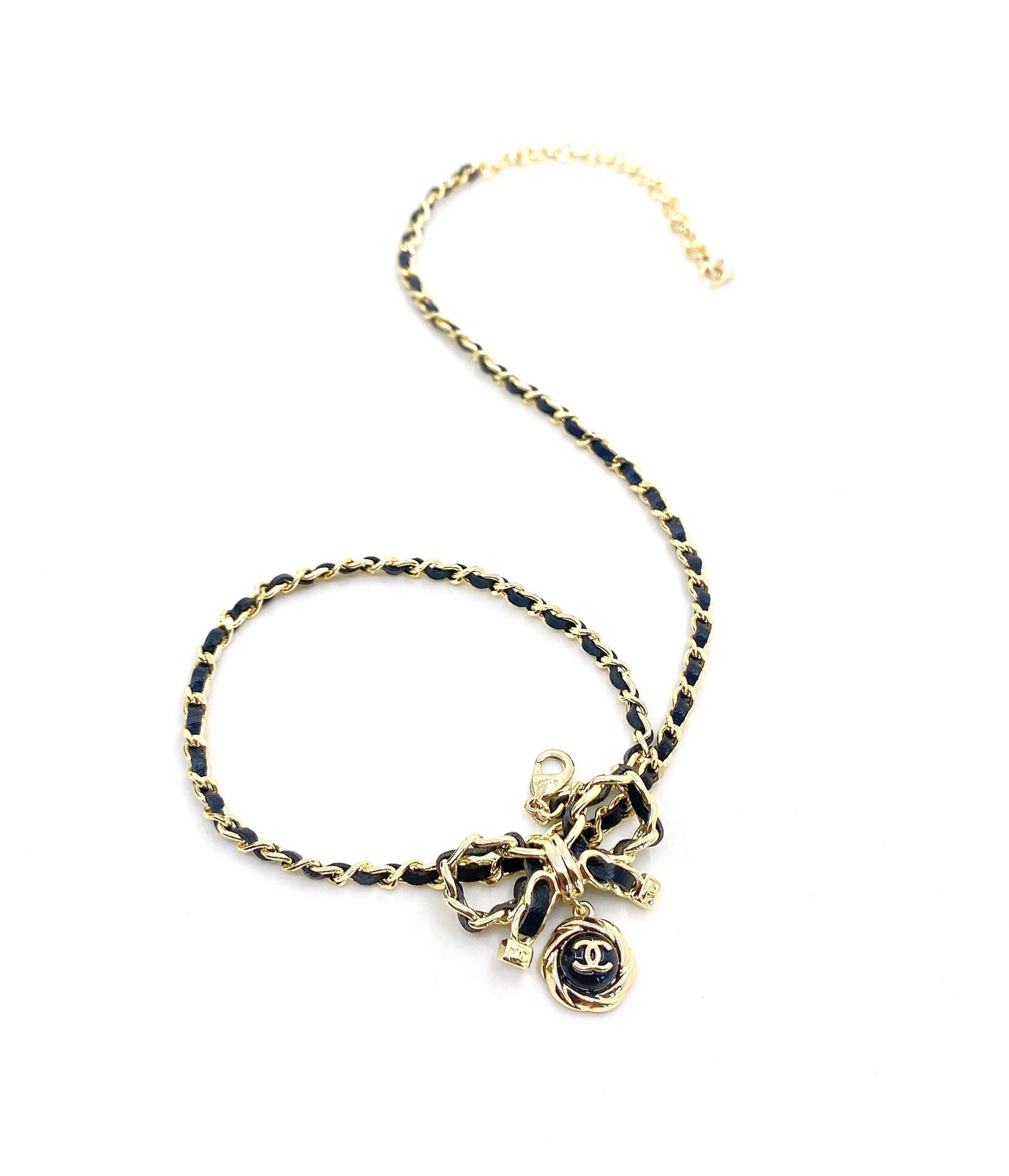 18K Chanel Rhinestone Bow Tie Necklace