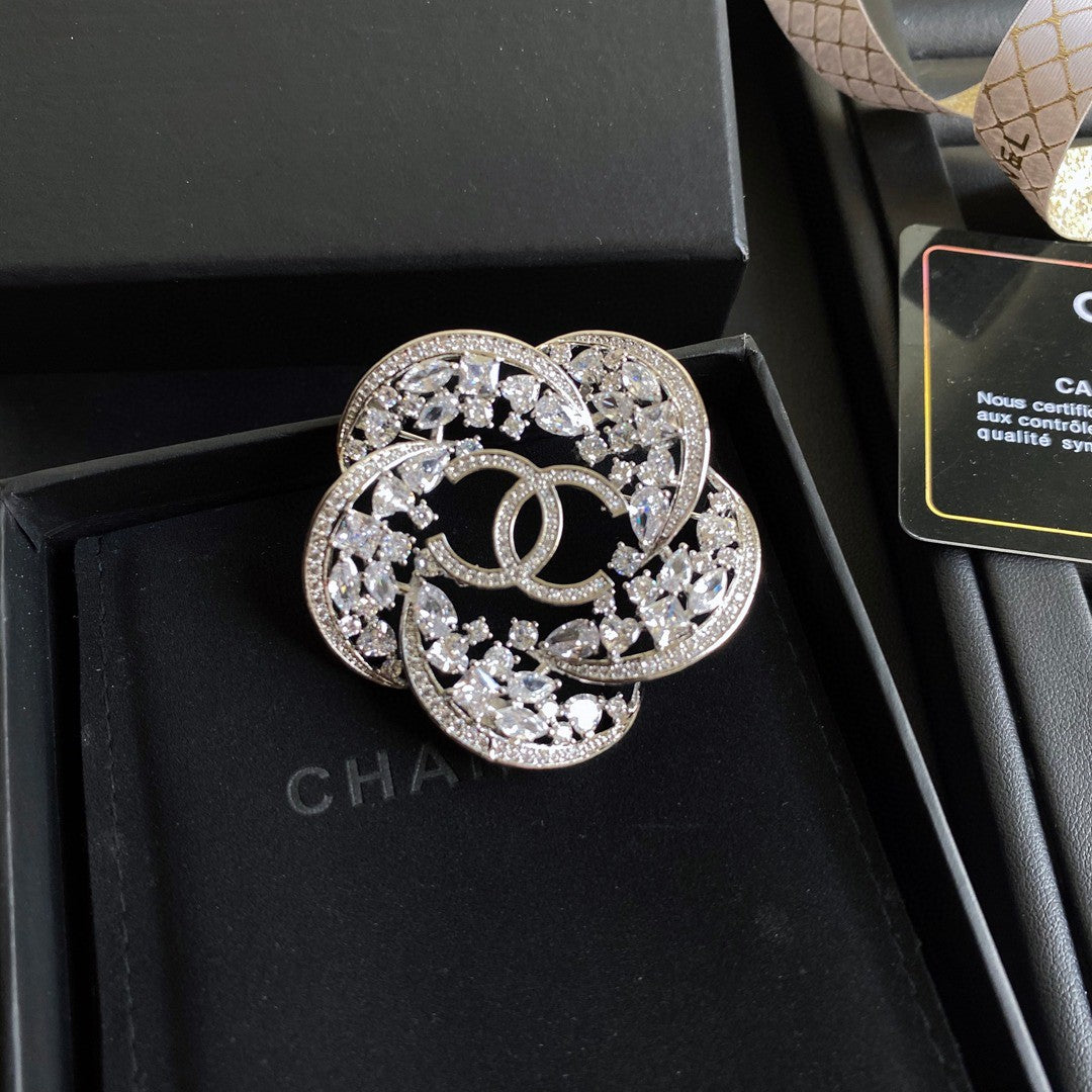18K Chanel Camellia Diamond Brooch