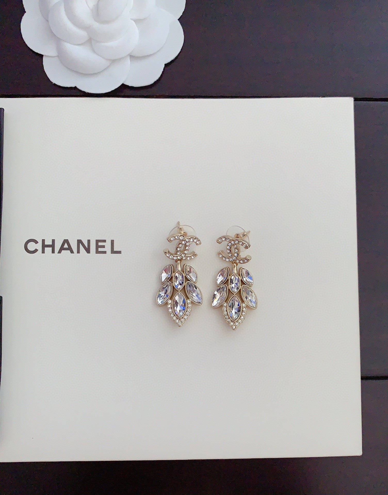 18K Chanel Crystals Pendant Earrings