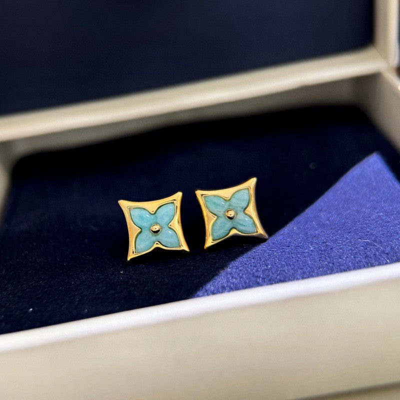 18K Louis Vuitton Blue Color Blossom BB Star Earrings