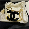 18K Chanel Black Logo Open Cuff Bracelet