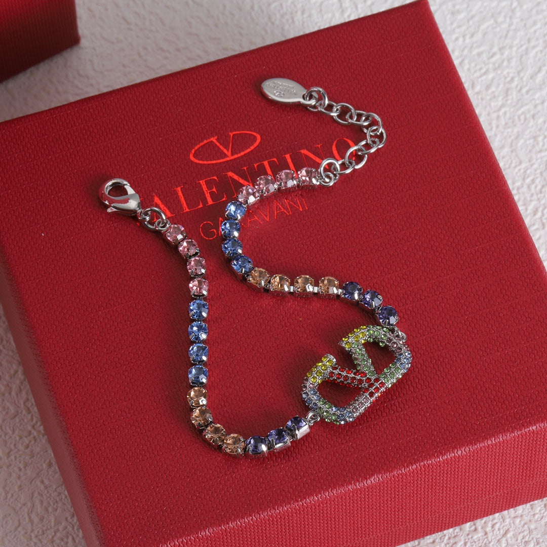 18K Valentino Vlogo Multi-Color Crystals Bracelet