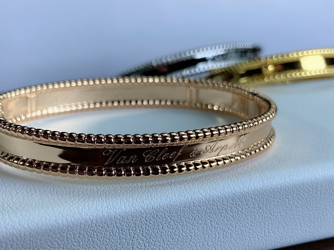 18K Van Cleef & Arpels Rose Gold Perlee Signature Bracelet