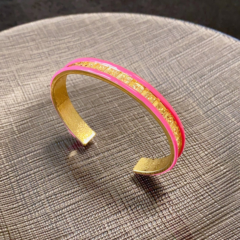 18K Chanel Pink Open Cuff Bracelet