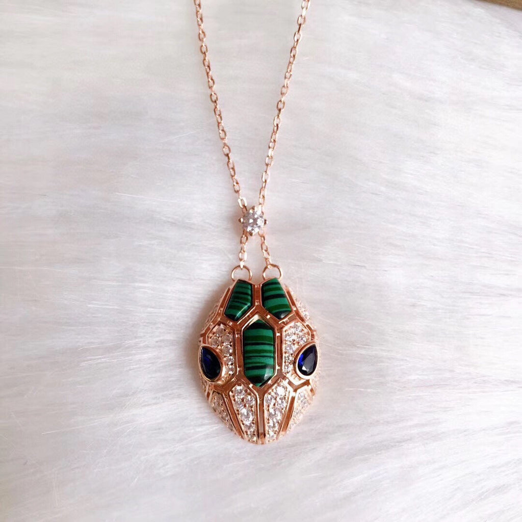 18K BVLGARI BV Serpenti Malachite Necklace